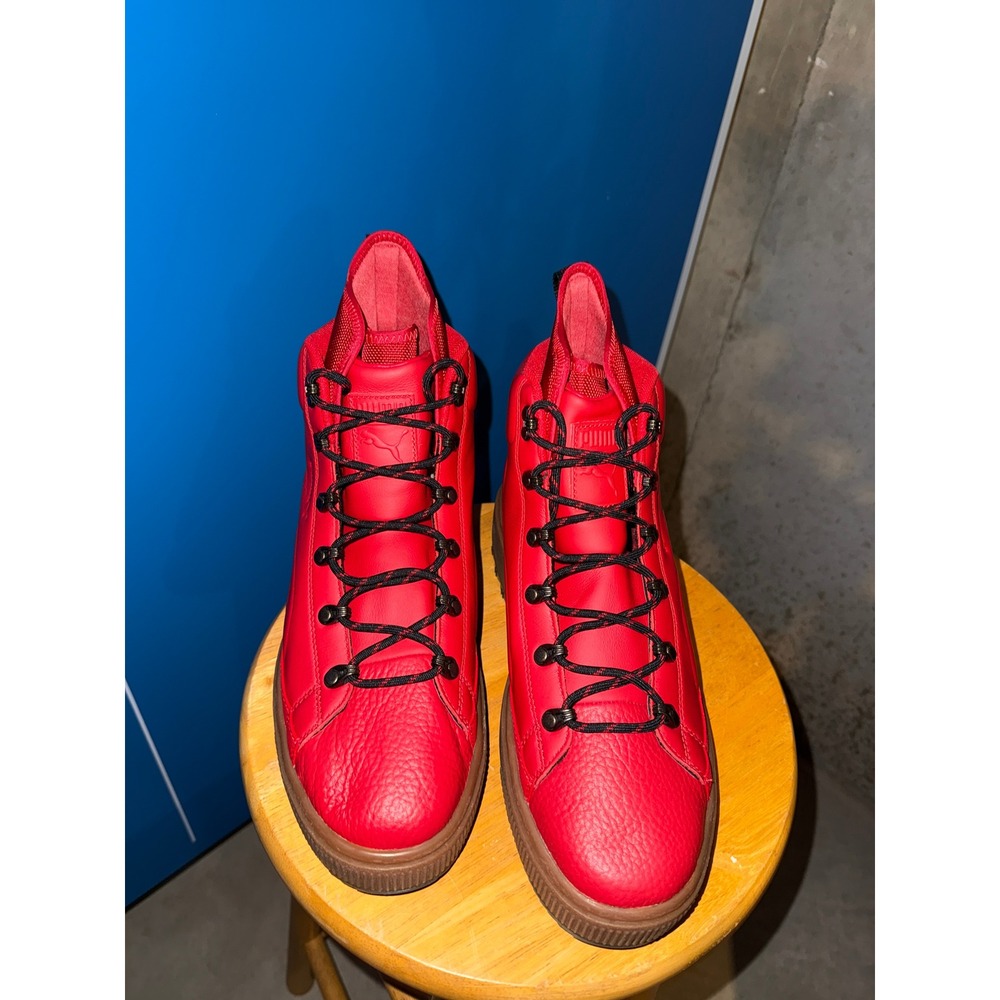 Puma The Ren Boot Wtr Barbados Cherry Red Leather Sneakers Mens 10
